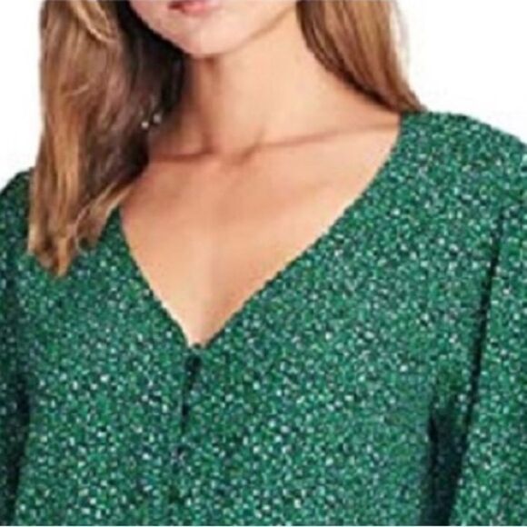 NWT Sanctuary Noell Green Blouse Leopard Print Chiffon Office Casual Corpcore - Picture 3 of 15